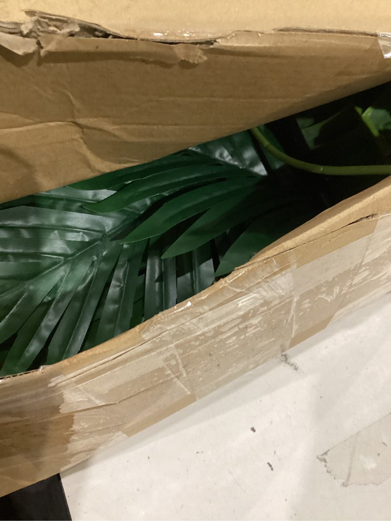 Condition photo showing Good Condition for tigeen 16 pcs artificial palm leaves tree 33 inch tall tropical plant outdoor extra large palm leaf with stem fake faux imitation greenery bush branch for wedding arrangement office party indoor