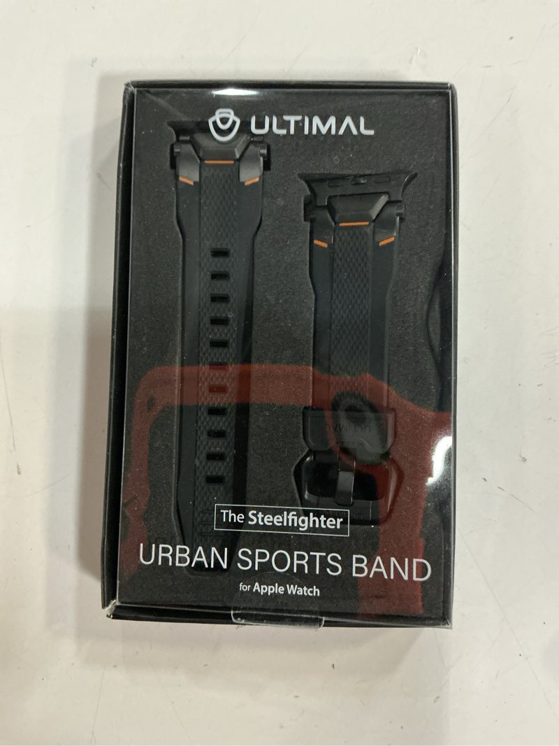 Condition photo showing Good Condition for ultimal sport band for apple watch 49mm/46mm/45mm/44mm, soft tpu strap with stainless steel buckle & connectors, sweat-resistant, easy to clean, fits 155-225mm wrist, for apple watch ultra 3/2/1, se 3/2/1, series 11/10/9/8/7/6/5/4 (black/black)