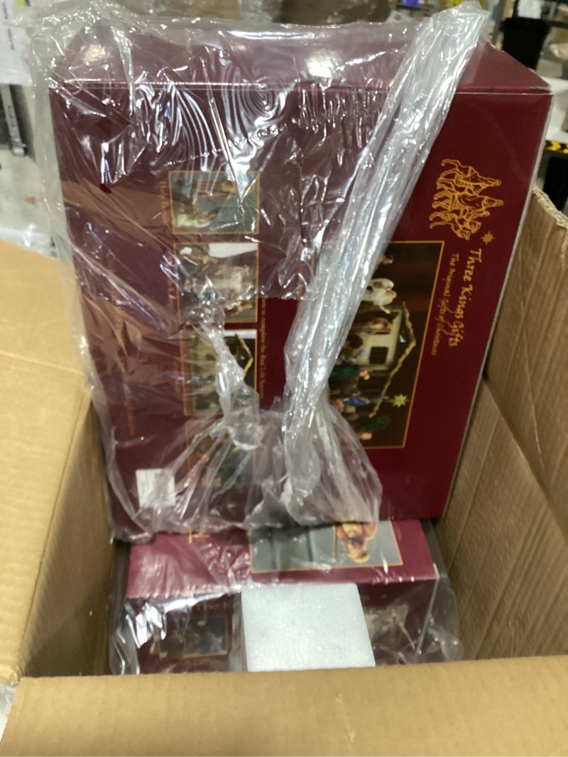 Condition photo showing As Is for Three Kings Gifts Magi, Wise Men, Christmas Star, Angel, Shepherds, Sheep, Holy Family, Jesus in Manger, Real Gold in Trunk, Nativity Scene Set & Figures, 11-Pieces, for 10 inch Scale Collection