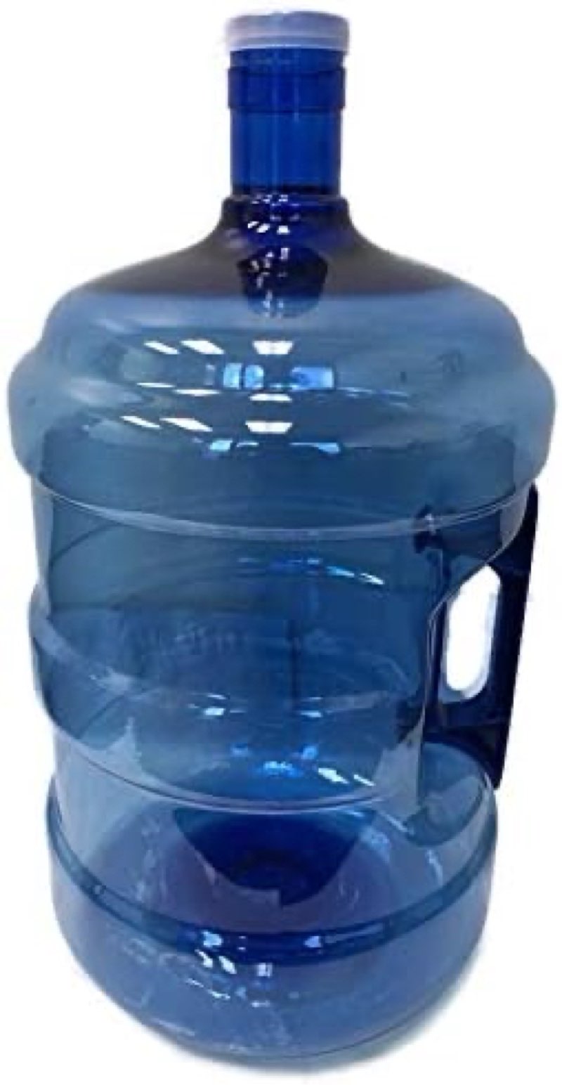 aquanation - 5 gallon bpa free food grade safe pet plastic reusable water bottle container jug canteen container with crown top snap on lid easy grip handle (made in usa)
