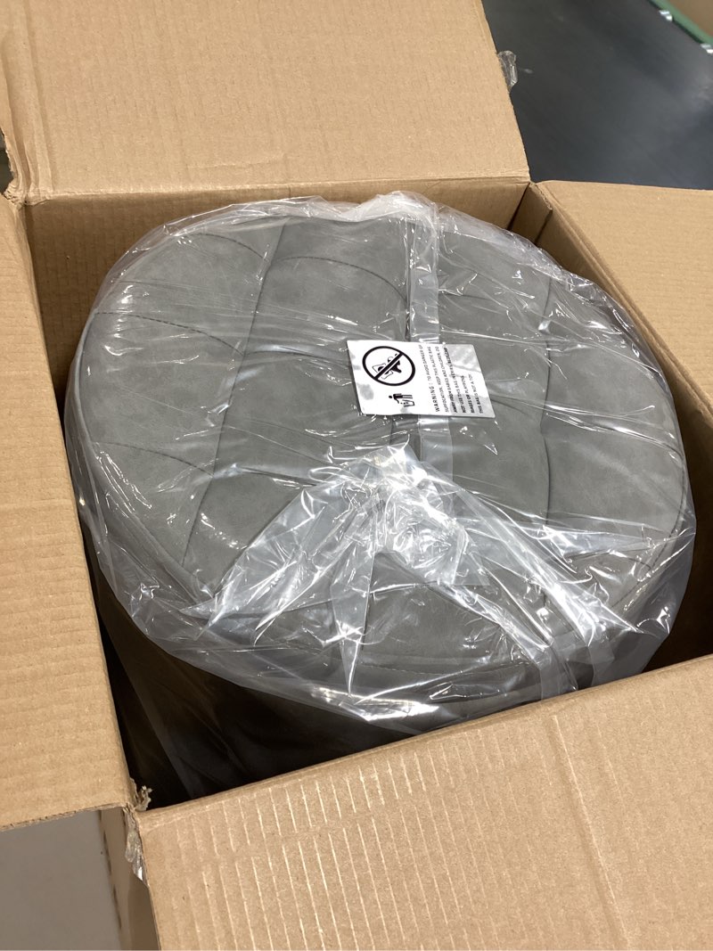 Condition photo showing New/Like New for 12.6" w x 14.17" h & 14.76" w x 17.32" h round set of 2 ottoman with storage vanity stool for makeup multifunctional ottomans padded seat foot rest, padded seat footrest for living room,grey grey 14.8"d x 14.8"w x 17.3"h