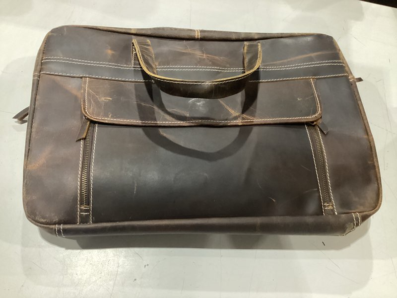 Condition photo showing Good Condition for full grain italian leather briefcase for men top choice gifts handcrafted laptop bag with multiple compartments brown 18 inch