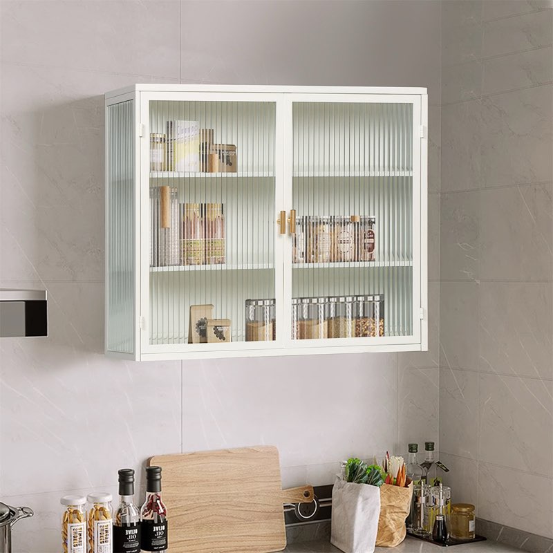 Iron + Tempered Glass Wall-mounted Bathroom  **may be missing some hardware**