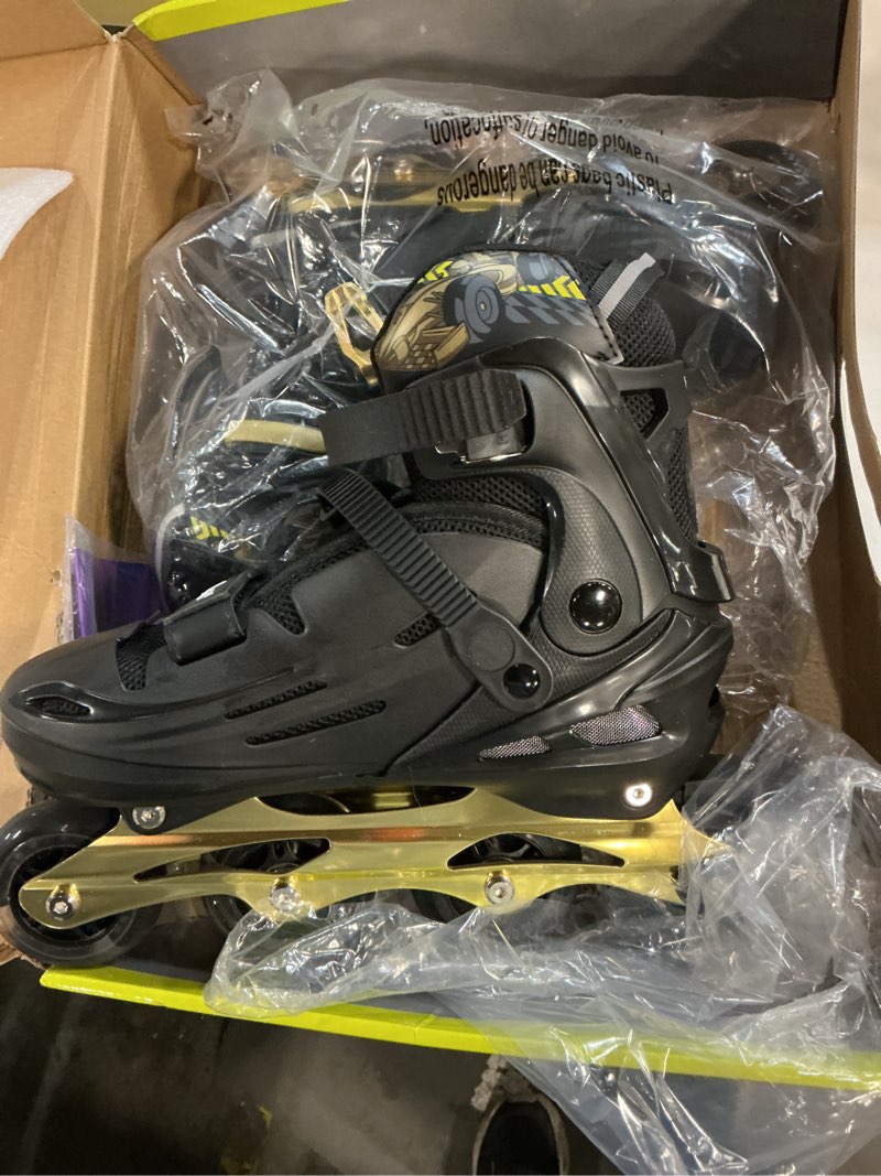 Condition photo showing Good Condition for MammyGol Inline Skates for Boys and Girls Youth, 4 Size Adjustable Roller Skates with PU Flashing Wheels, Aggressive Inline Skates High Performance for Kids Age 6-12 Golden Large - Youth (4-7 US)