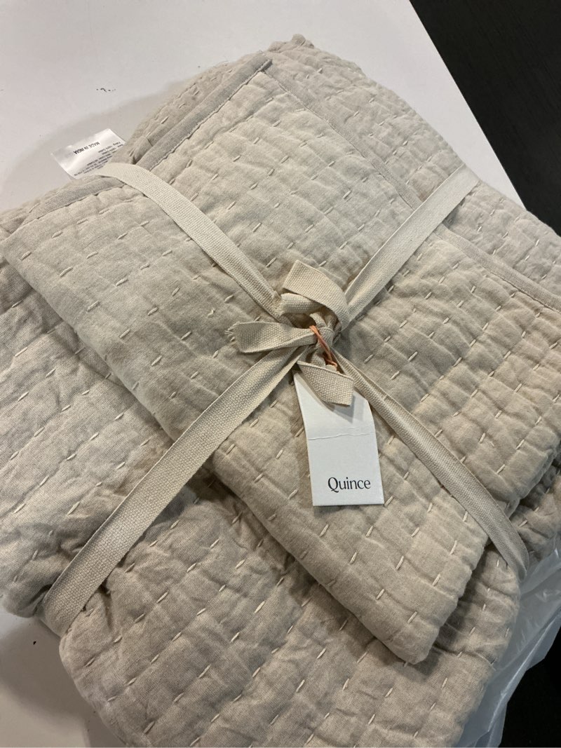 Condition photo showing New/Like New for european linen cotton stitch quilt twin