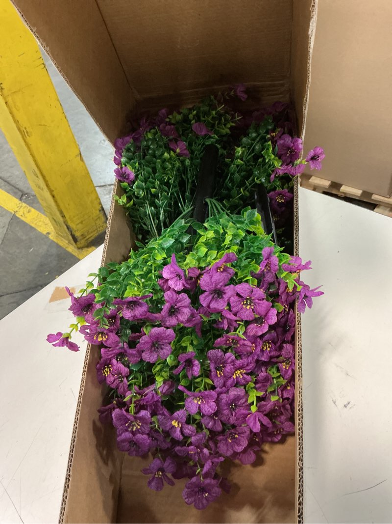 Condition photo showing Good Condition for Alupssuc 2Pcs 20" Artificial Topiary Ball Flowers for Outdoors, Spring Decoration with Spike, UV Resistant Faux Summer Plants, Fake Bushes Indoor Decor, Purple Deep Purple for Garden, Porch & Patio Purple Deep-purple 2