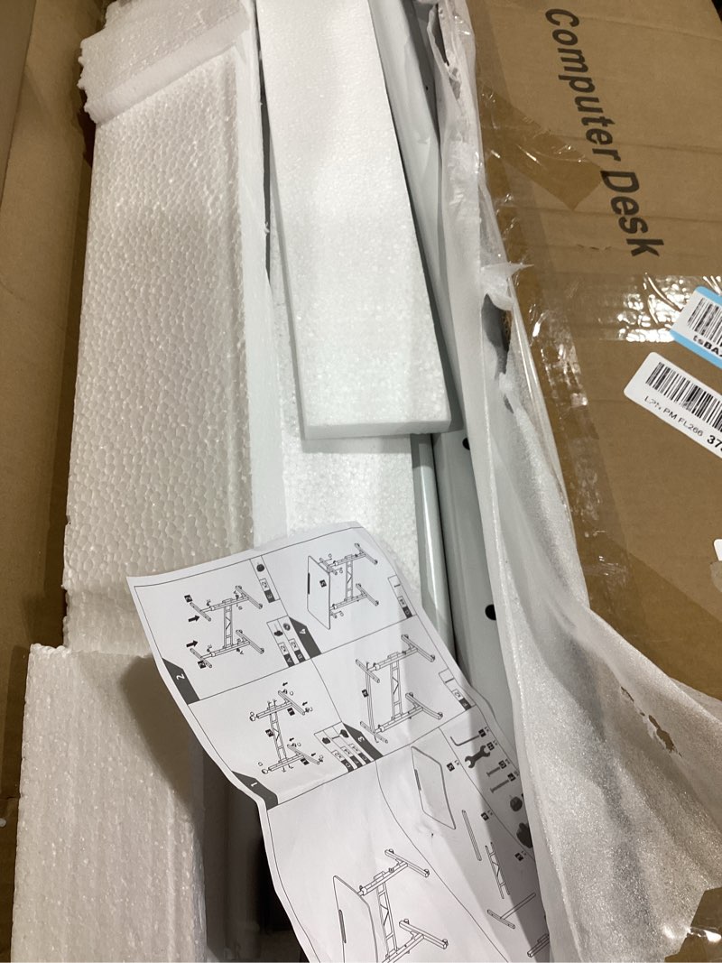 Condition photo showing As Is for veken 55 inch large electric standing desk,sit to stand up, heights adjustable, work home office computer table for study, walking pad, writing, and games, wooden desktop desks, white 55 inch white