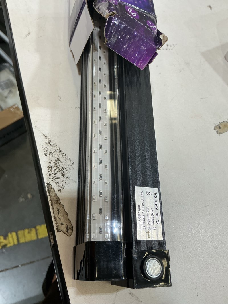 Condition photo showing Good Condition for rechargeable black light bar 2 packs, battery powered black lights for glow party, cordless uv strip lights with on/off/dimma/flash switch, for classroom, neon,uranium glass,paint, poster,stage