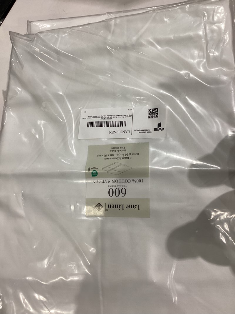 Condition photo showing Good Condition for Lane Linen 100% Cotton White King Pillow Cases Set of 2 - Breathable & Cooling, Silky Soft King Size Pillow Covers 20" X 40", Machine Washable, Easy Fit - Envelope Closure King Pillowcases - White King White