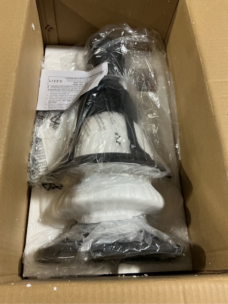 Condition photo showing Good Condition for livex lighting 7855-14 oxford 1 light outdoor post head, black ("19"" x 9.5"" x 19""")