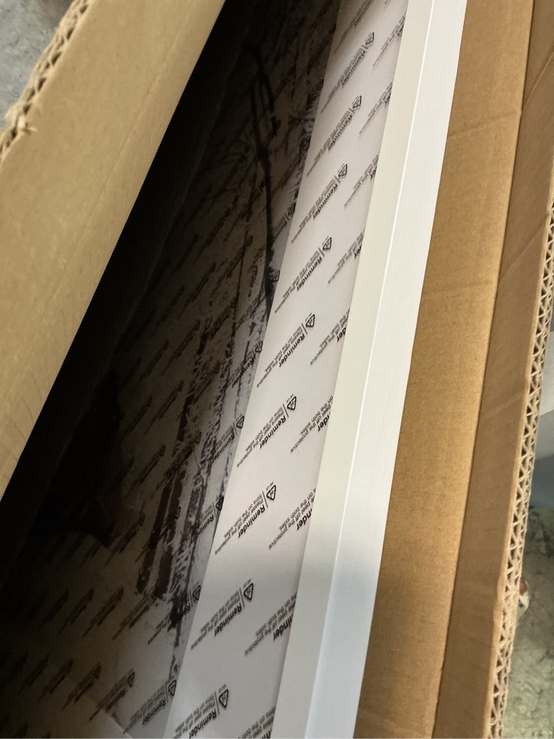 Condition photo showing Good Condition for egofine 24x36 solid wood picture frame, made of solid wood covered by plexiglass 18x24 with mat 24x36 without mat, poster frame for wall mounting photo frame vertically or horizontally, white white 24x36