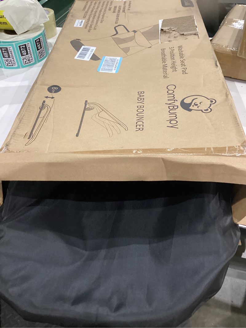 Condition photo showing As Is for ComfyBumpy Ergonomic Baby Bouncer Seat - Bonus Travel Carry Case - Safe, Portable Bouncing Chair with Adjustable Height Positions - Infant Bouncy Seat Perfect for Newborn Babies (Grey)