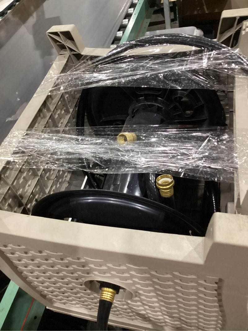 Condition photo showing As Is for suncast hose hideaway plastic 175-ft hideaway hose reel