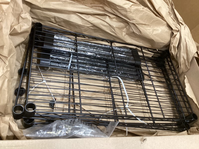 Condition photo showing As Is for singaye 3 small shelves storage shelf wire shelving unit metal shelf adjustable organizers storage shelving with wheels for bathroom laundry room kitchen pantry11.5”d x 17.3”w x 30”h black black 3 tier 12\"dx18\"wx30\"h