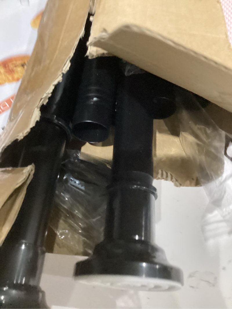 Condition photo showing Good Condition for black long curtain rod tension shower curtain rods 30 to 120 inch adjustable spring heavy duty rods for bathroom windows outdoor no drill no slip spliced and telescopic design 30-120“ black