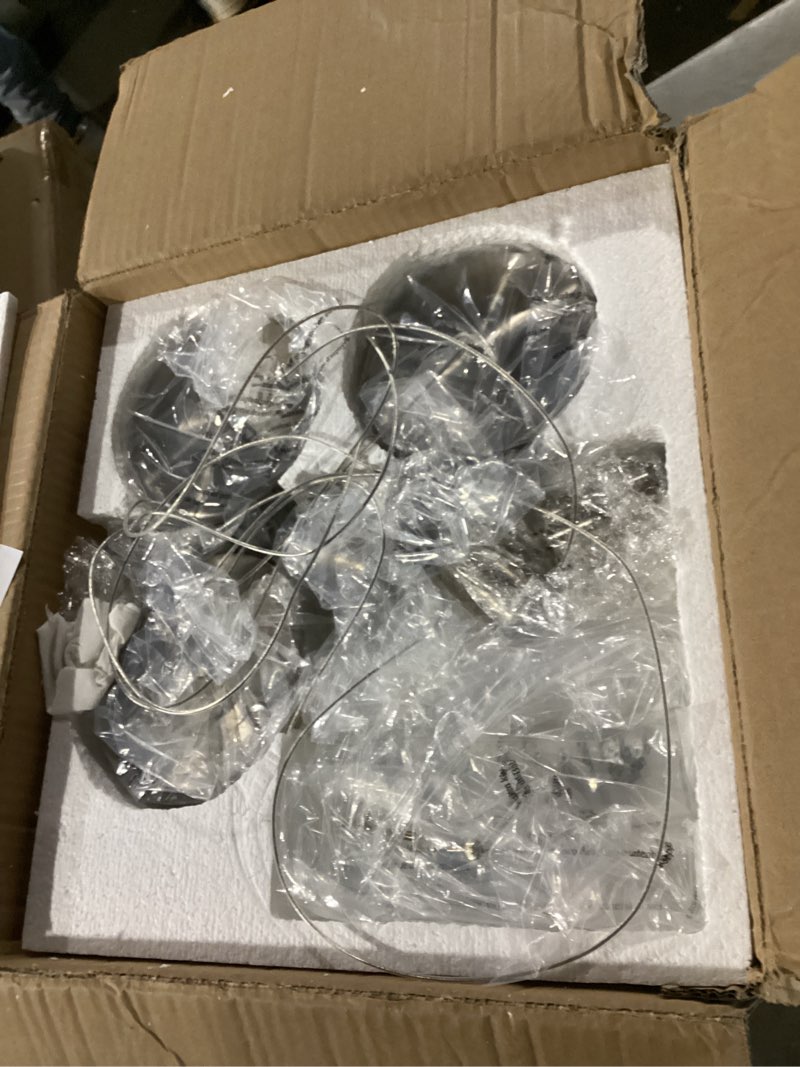 Condition photo showing New/Like New for votag 3-pack modern pendant lighting satin nickel,24w light chandelier with led bulb, updated housing and bubble kitchen light for kitchen,dining room,living room,corridor and restaurant, 6000k brushed nickel 3-pack pendant