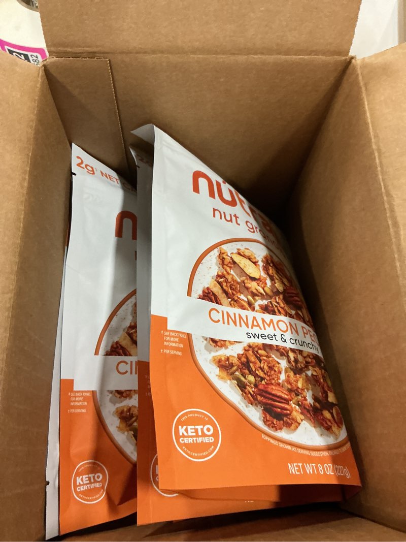 Condition photo showing New/Like New for NuTrail Nut Granola Cereal, Cinnamon Pecan, No Sugar Added, Gluten Free, Grain Free, Keto, Low Carb, Healthy Breakfast Cereal 8 Ounce (Pack of 6)…( BB 11/04/2025)