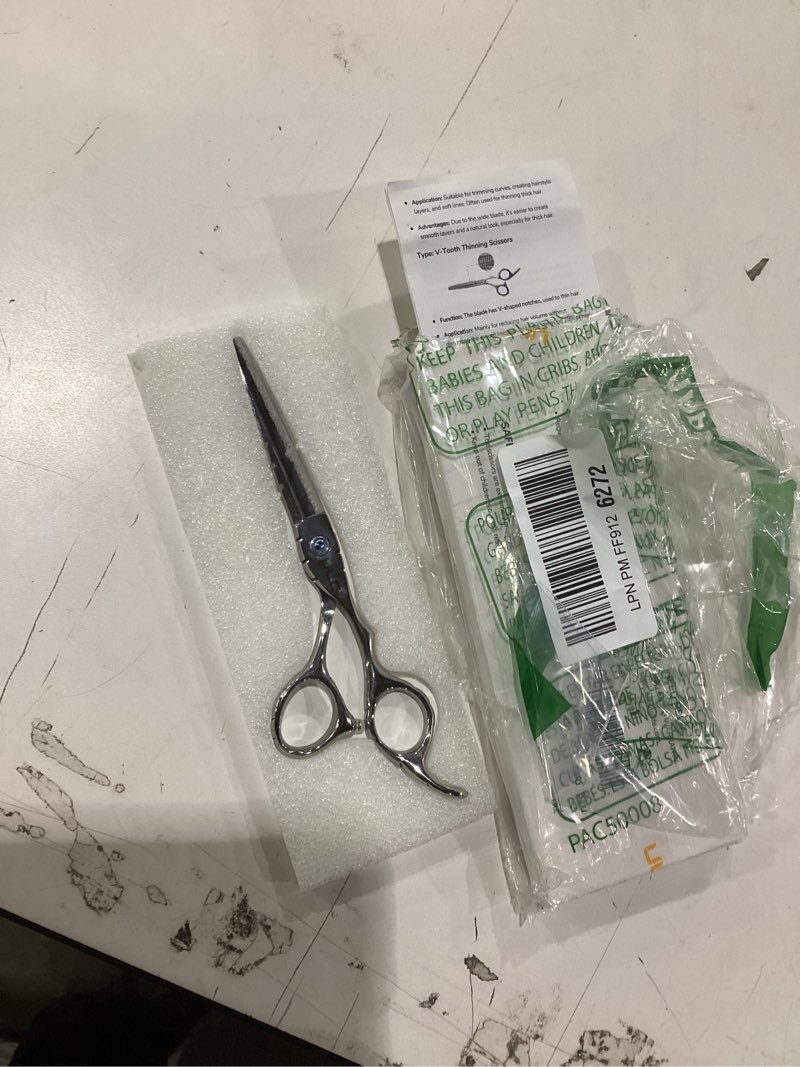 Condition photo showing New/Like New for ULG Hair Cutting Scissors 6.7” Shark Series, 100% Japanese Stainless Steel Ultra Sharp, Concave Blade Barber Shears, Ergonomic Offset Handle, Professional Salon Haircut Scissors for Home & Salon Use Blue 3-6.7 Inch-right