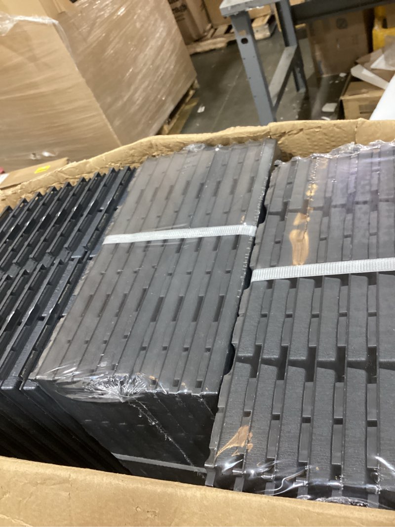Condition photo showing New/Like New for goovilla 27 sq. ft plastic interlocking deck tiles?27pcs waterproof patio balcony flooring, 12"x12" outdoor interlocking deck tile for all weather porch poolside grass dirty, decking tiles, dark grey 12"*12" dark gray 27