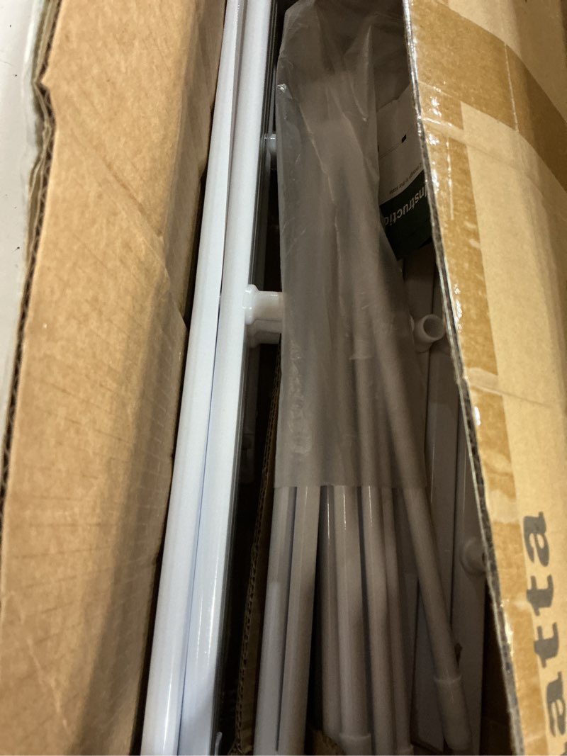 Condition photo showing Good Condition for foldable drying rack clothing, 3-tier portable clothes drying racks for indoor & outdoor, anti-rust compact laundry rack collapsible, white 29" d x 14" w x 41" h white 29"d x 14"w x 41"h
