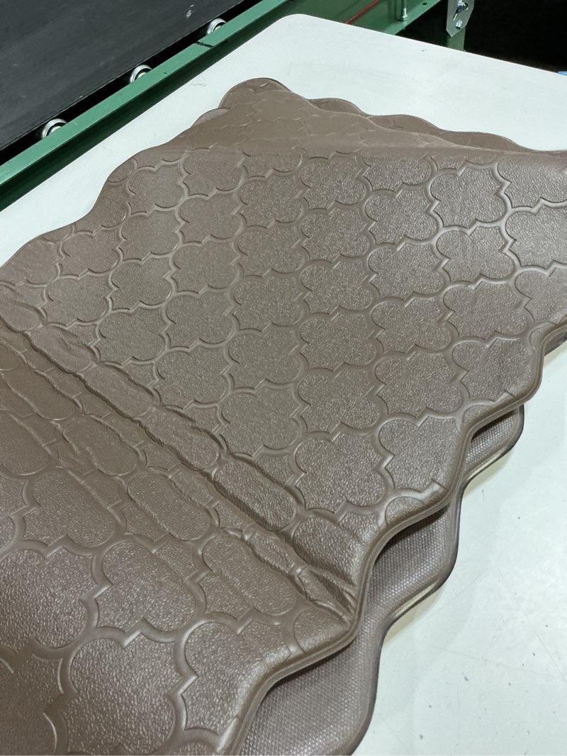 Condition photo showing Good Condition for arenarug upgrade scalloped embossed kitchen mats for floor 2pcs cushioned anti fatigue waterproof foam kitchen rugs non slip washable comfort standing mat for sink laundry, 17.3"x30"+17.3"x59", brown basic solid- brown 17.3"x30"+17.3"x59"