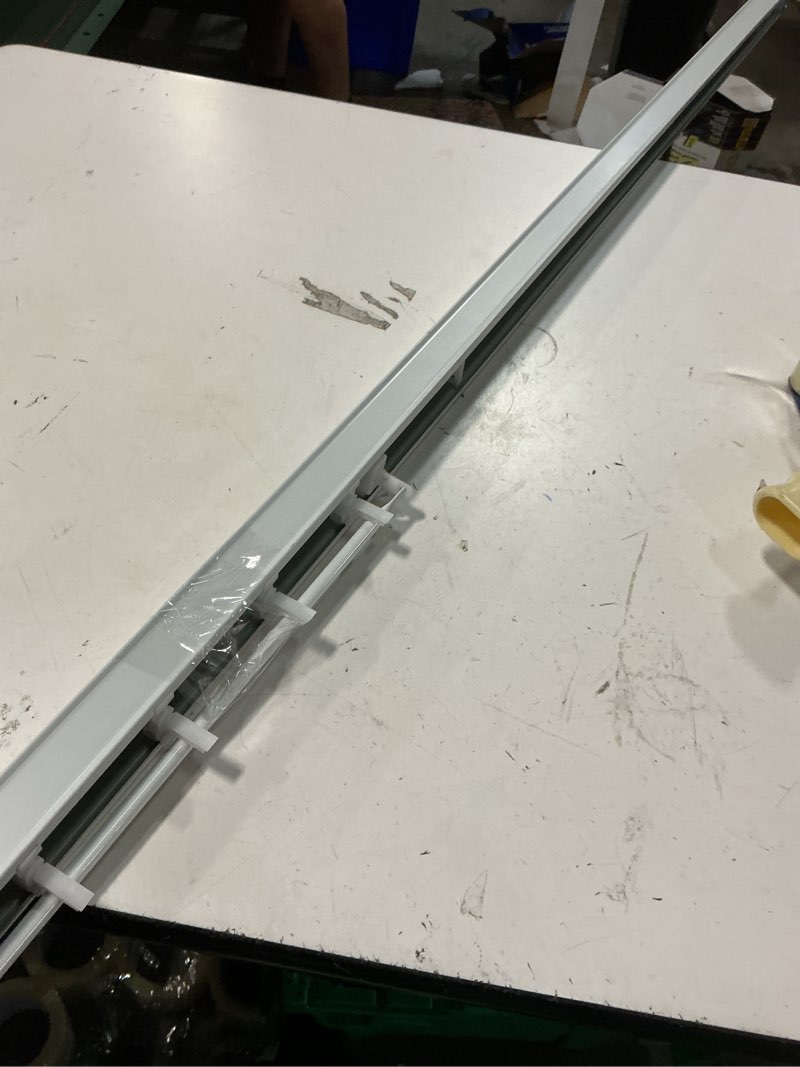 Condition photo showing As Is for zstarr retractable ceiling curtain track, measurement-free curtain track 51''-94'',for room divider, shower curtain, parallel bay window, rv curtain track (white)