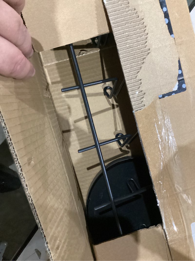 Condition photo showing As Is for MyGift Modern Black Metal 5 Pair Sunglass Display Stand with Ring Jewelry Tray, Retail Eyewear Reading Glasses Showcase Rack