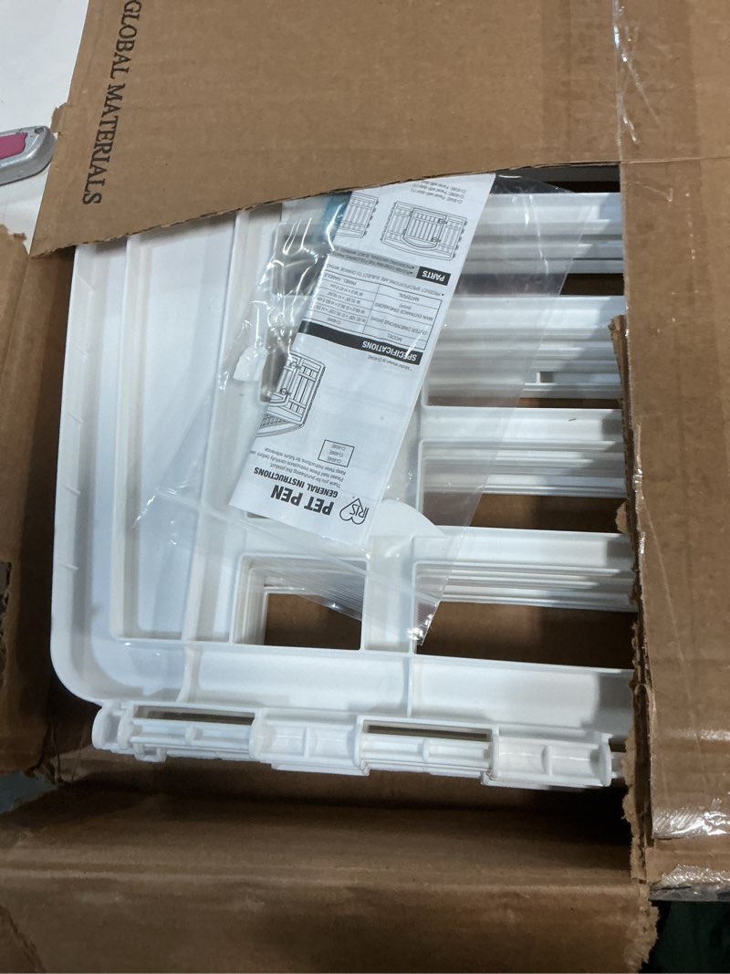 Condition photo showing Good Condition for iris usa 24" 4-panel dog playpen with door, 35 x 35 x 24, puppy playpen, dog play pen indoors, pet fence, puppies/small dogs, white white 4 panel - 24" h