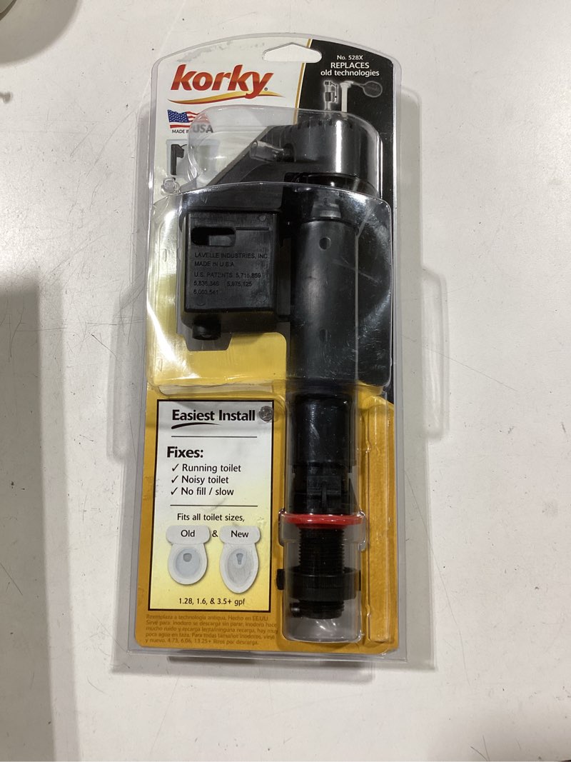 Condition photo showing As Is for korky 2x toilet fill valve black plastic/rubber for universal