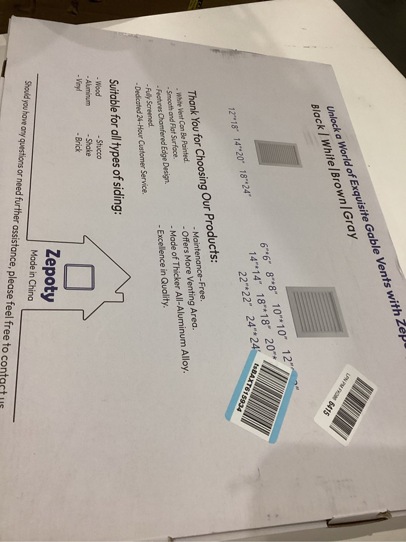 Condition photo showing Good Condition for 18" X 24" Aluminum Gable Vent with Screen, Stylish Louvered Vents for Effective Attic and Shed Ventilation, Perfect for Houses, Attics, and Exterior Walls [ Vent Opening: 16" x 22" ] 16" x 22" Vent Opening White