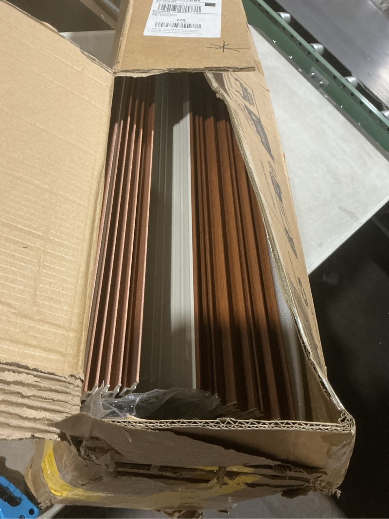 Condition photo showing Good Condition for art3d 6-piece wood slat acoustic panels for stylish decor and noise reduction, 3d textured panel for ceiling and wall, walnut 6pcs - 94.5 * 7.9 inch walnut 6