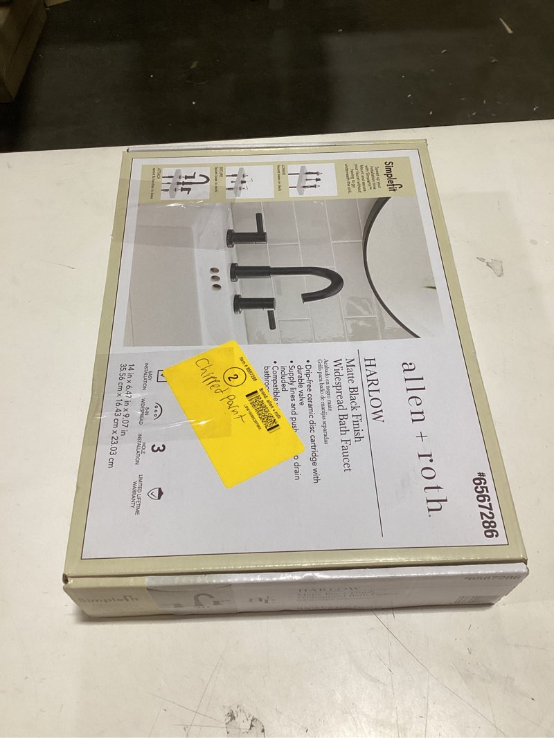 Condition photo showing As Is for Allen Roth Harlow Matte Black 2-Handle 4\" Centerset Faucet High-Arc