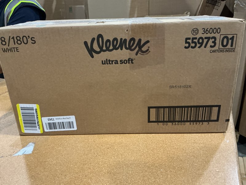 Condition photo showing New/Like New for kleenex ultra soft facial tissues, 8 flat boxes, 180 tissues per box, 3-ply, packaging may vary white 180 tissues (pack of 8)
