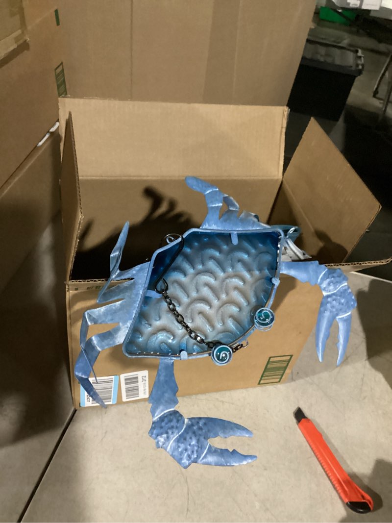 Condition photo showing Good Condition for deco 79 metal crab windchime swirl wind spinner with starfish accent, 12" x 5" x 32", blue blue 12" x 5" x 32"