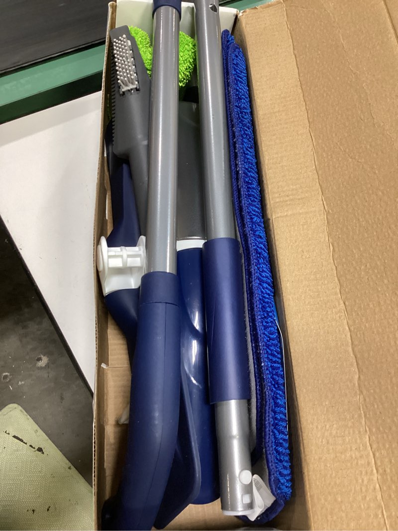 Condition photo showing Good Condition for microfiber spray mop for floors cleaning: wet dry hardwood floor mops with 3 washable reusable pads for swiffer powermop - flat mop with sprayer for tile wood laminate vinyl marble dark blue