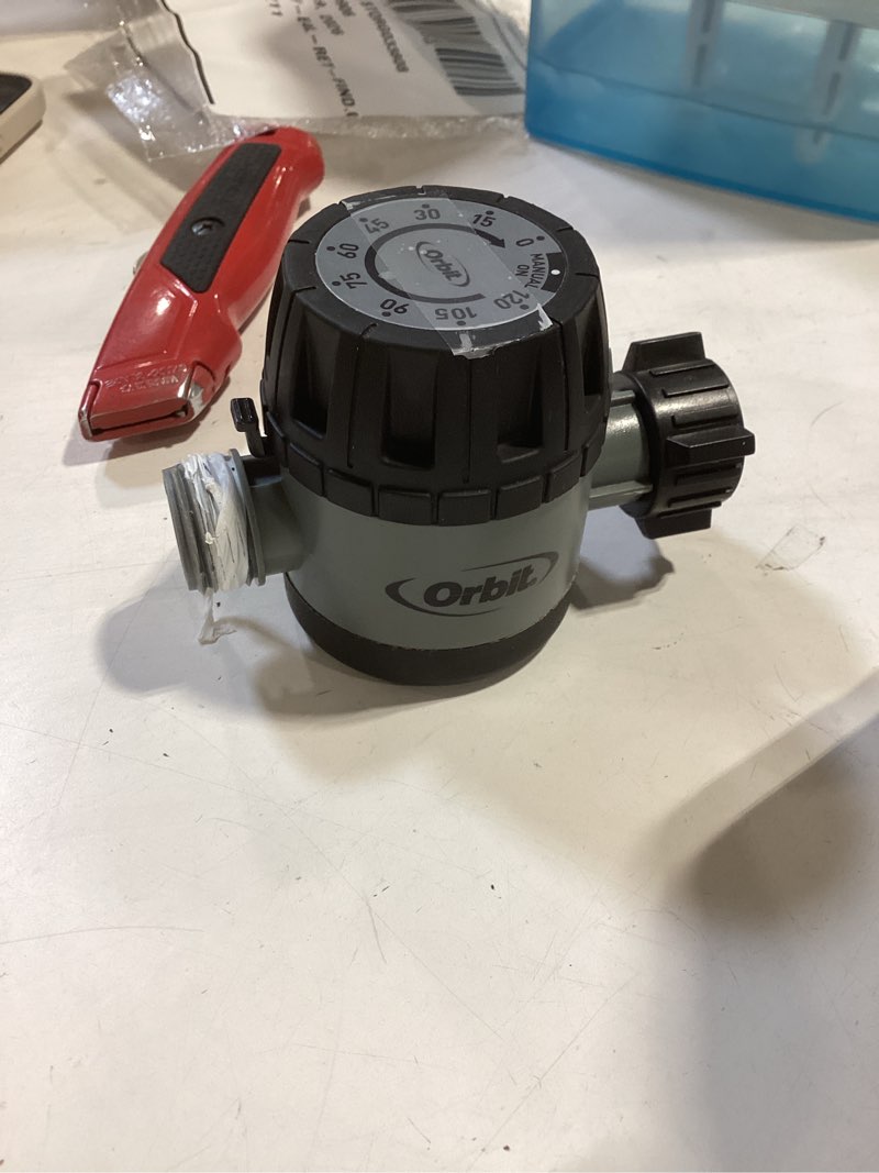 Condition photo showing As Is for orbit 1 output port adjustable mechanical hose end timer