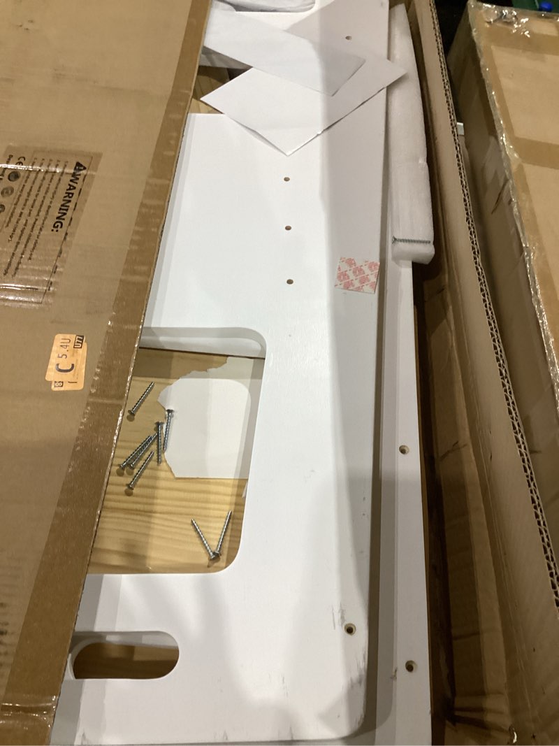 Condition photo showing Good Condition for WOOD CITY Kitchen Step Stool - Safe Montessori Standing Tower for Kids with Safety Rail, Height Adjustable Toddler Ideal Helper for Learning New Skills, Anti-Slip Protection for Bathroom - White