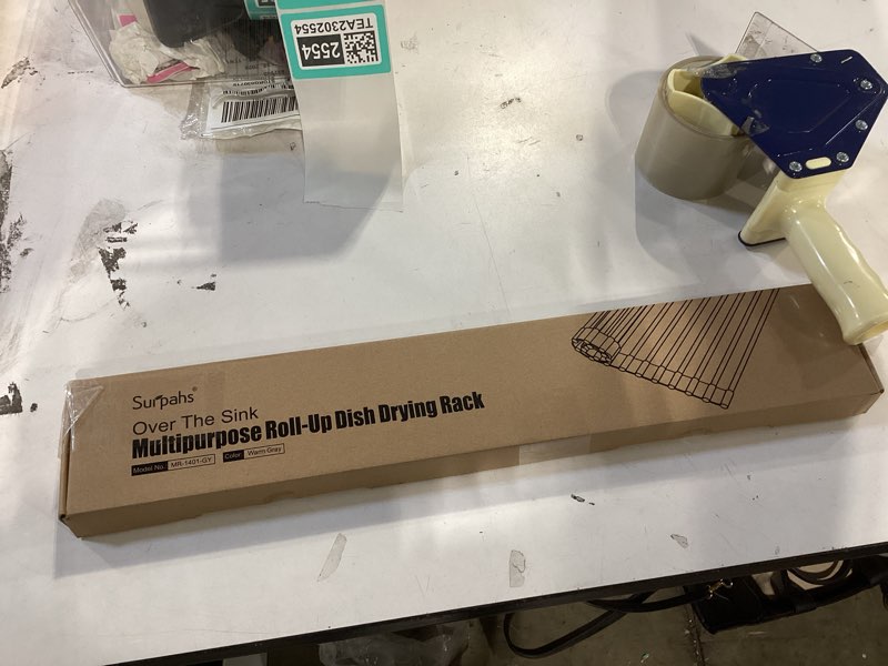 Condition photo showing New/Like New for Surpahs 20.5 x 13.1 Inch Roll-Up Dish Drying Rack, Fits Across Sink Openings up to 19.5 Inches, Heavy-Duty Premium Silicone, Strong Support, Non-Slip, Heat-Resistant, Warm Gray 20.5" x 13.1"