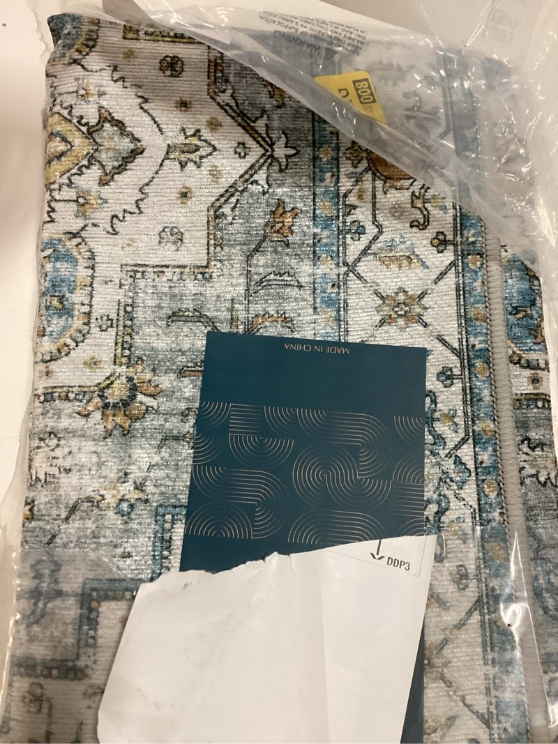 Condition photo showing New/Like New for jinchan hallway runner rug 2x10 - kitchen machine washable vintage floral non-slip with rubber backing ultra-thin carpet for bedroom laundry room living room (2x10ft, grey/blue) 2' x 10' (runner) retro grey/blue