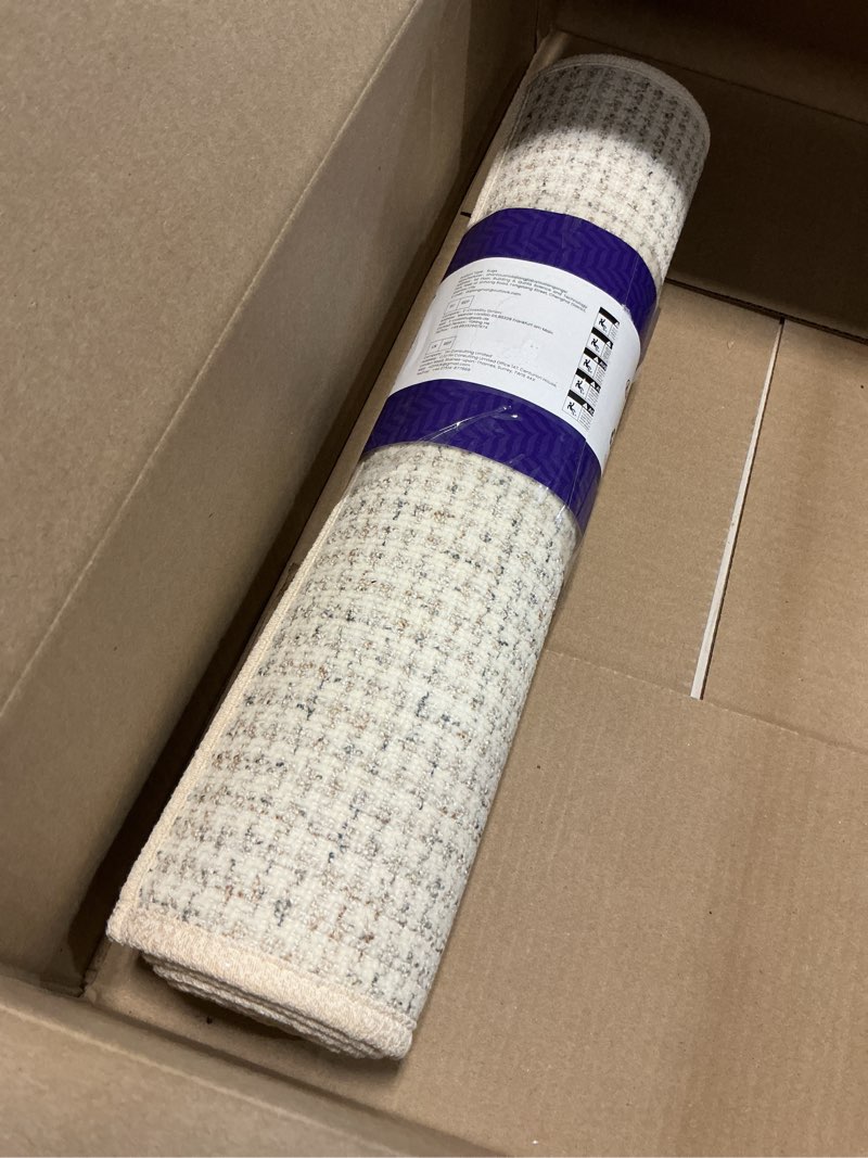 Condition photo showing Good Condition for dexi bathroom rug non slip washable, 20x32 ultra thin bath mat, absorbent quick dry with rubber backing, low pile bath rugs for shower floor, sink, ivory 1'8" x 2'8" (rectangular) ivory