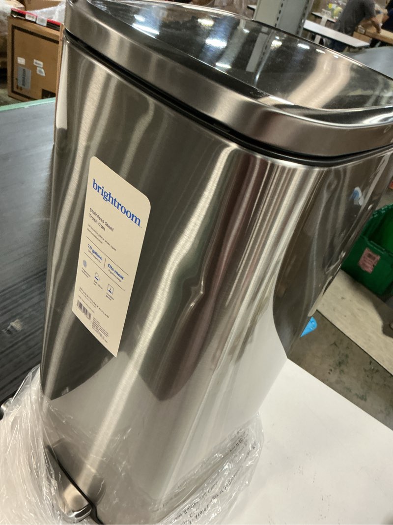 Condition photo showing As Is for 30l soft square step trash can silver - brightroom™