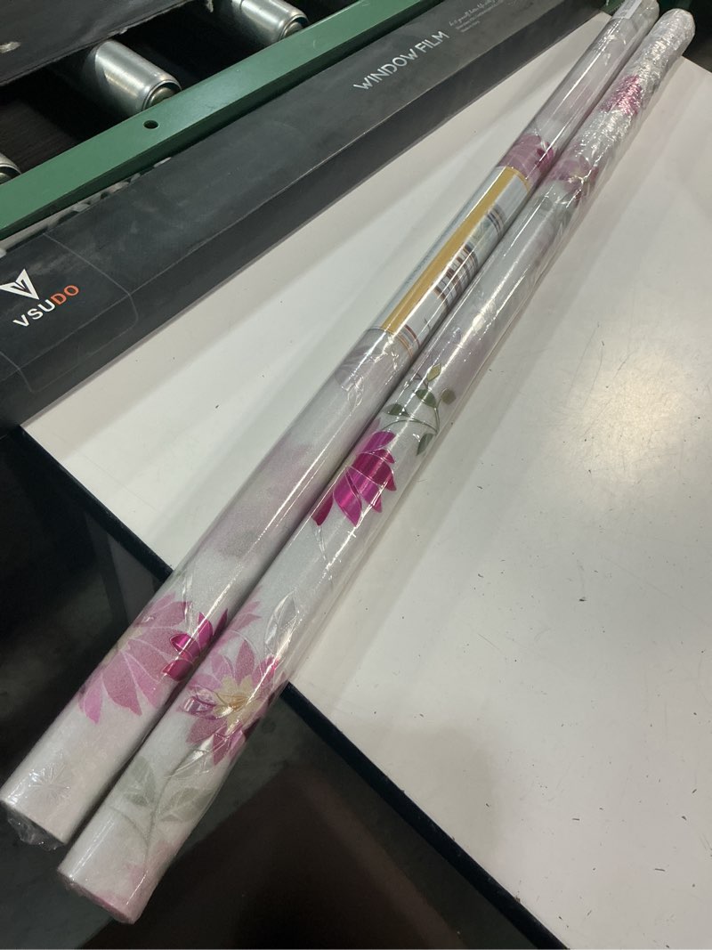 Condition photo showing New/Like New for vsudo 17.7" by 118.1" static cling window film for privacy, purple chrysanthemum pattern window tint for home, window glass sticker for office (14.53 sq. ft total) purple chrysanthemum 17.7" by 118.1"