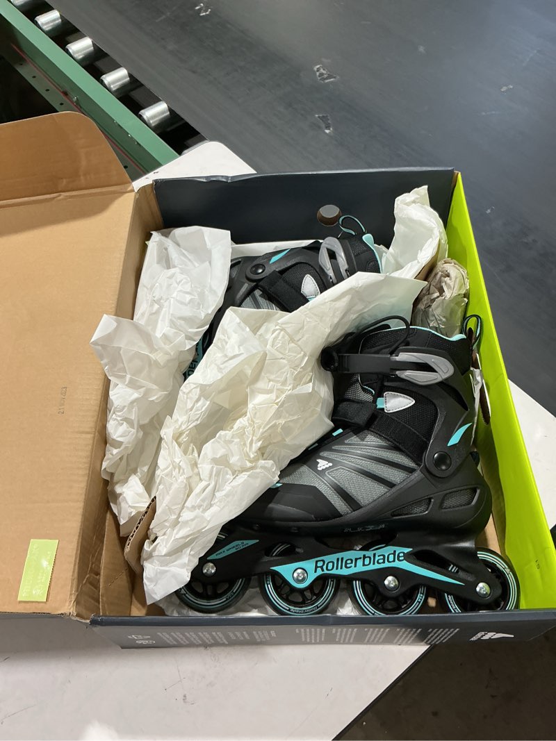 Condition photo showing Good Condition for rollerblade zetrablade women's adult fitness inline skate, performance inline skates 8 black/light blue