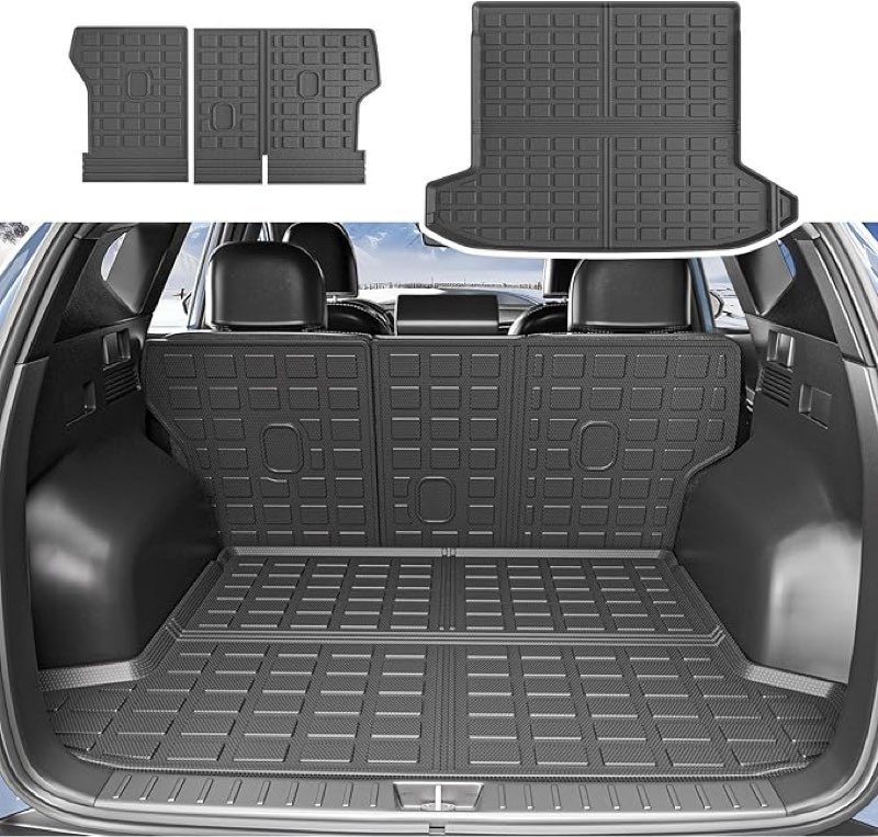 Xipoo Cargo Liner Compatible with 2022-2025 Tucson Cargo Liner Backrest Mat TPE Back Seat Protector Replacement for 2022 2023 2024 2025 Tucson Accessories (Rear Trunk Mat+Rear Backrest Mat)