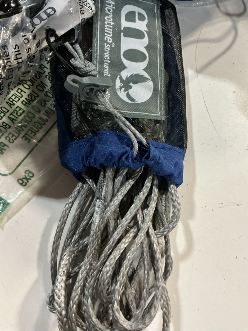 Condition photo showing Good Condition for eno microtune structural ridgeline - camping hammock travel essentials - hammock cord for preset lay - compatible with 1 to 2 person portable hammocks - sapphire/grey