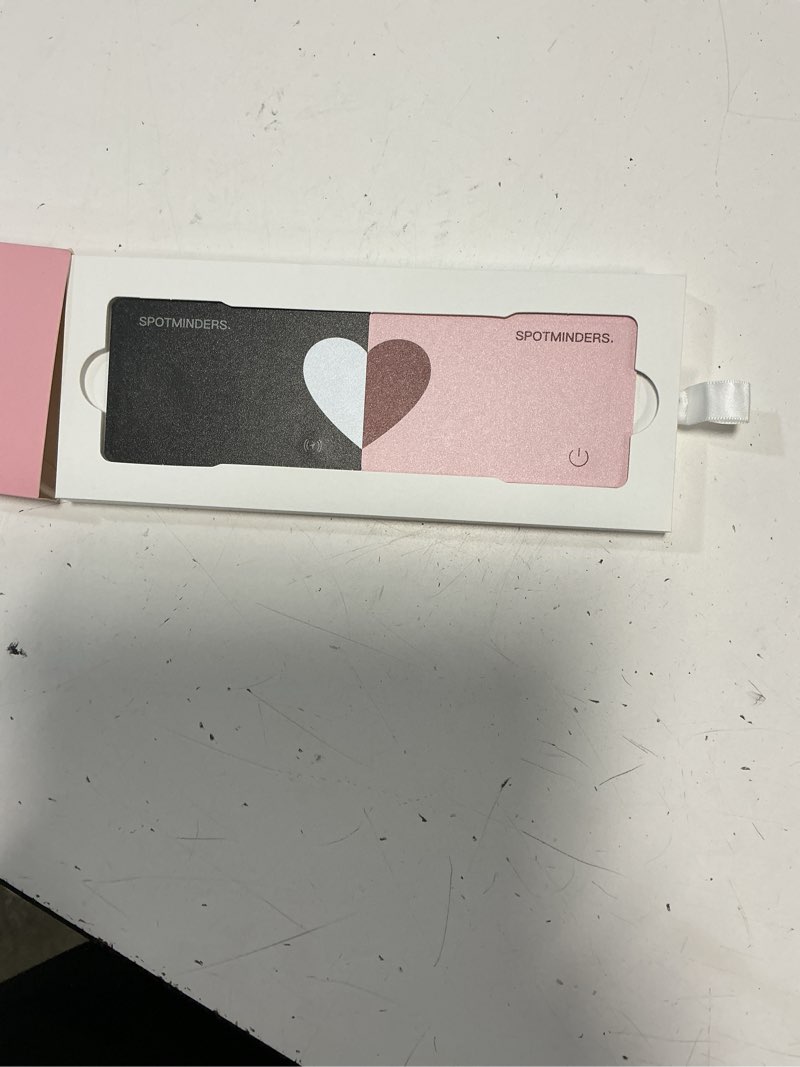 Condition photo showing Good Condition for spotminders apple mfi certified wallet tracker 2-pack black & pink (ios only) gifts for mom 0.07in works with apple find my rechargeable tracking card slim item finder for mother's day or anniversary duo set bundle (pack of 2)