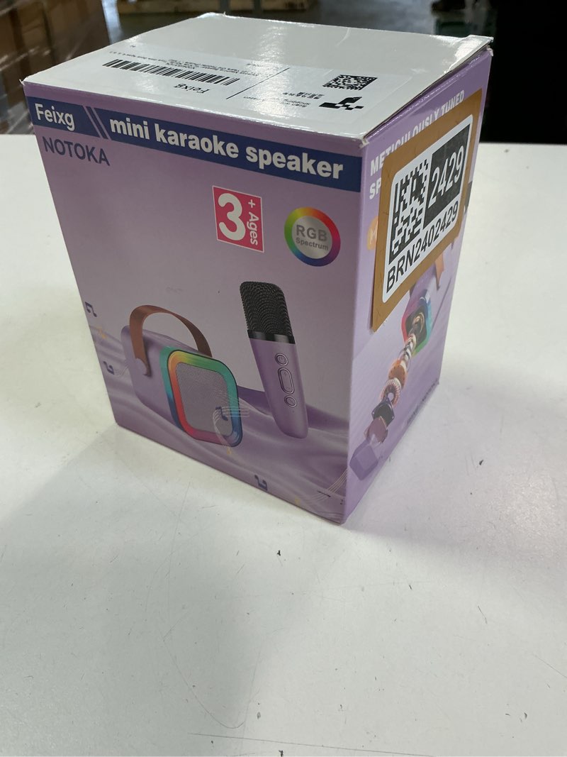 Condition photo showing New/Like New for Mini Karaoke Machine Speaker for Kids Adults,Portable Bluetooth with 1-2 Wireless Microphones,Christmas Birthday Gifts Toys Girls Boys Ages 4, 5, 6,7, 8,9,10,11,12+ Years Old Toddler (Purple - 1 Mic)