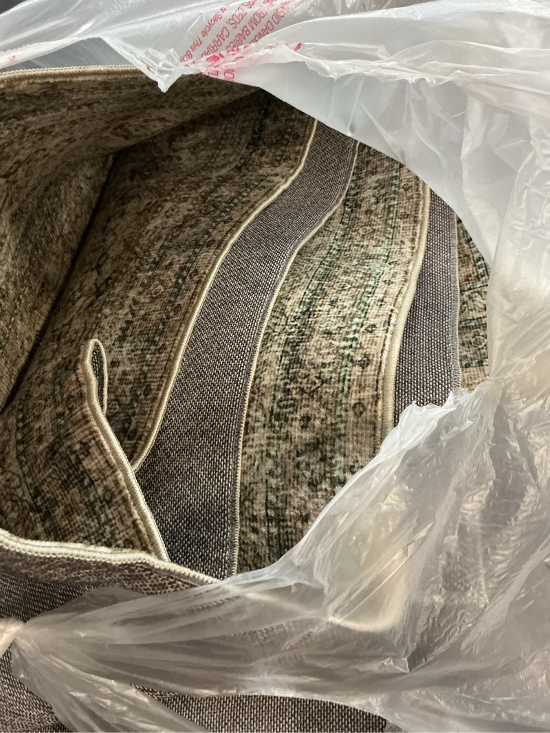 Condition photo showing Good Condition for washable area rugs for living room: 8x10 bedroom rug boho vintage rugs stain resistant non slip low pile lightweight soft carpets for dining room kitchen nursery kids room farmhouse living room 8' x 10' (rectangular) vintage brown