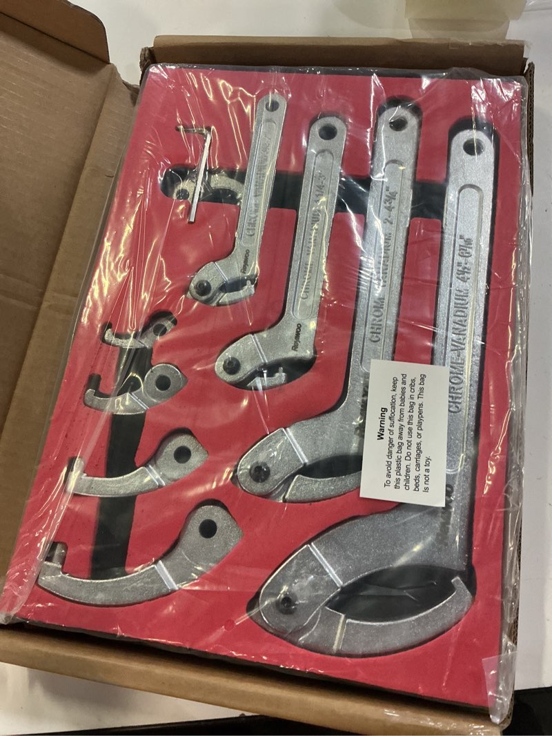 Condition photo showing New/Like New for reywoo spanner wrench set with changeable heads, 11 pcs adjustable spanner wrench tool for hydraulic ram cylinder, mechanical machine, equipments vehicles