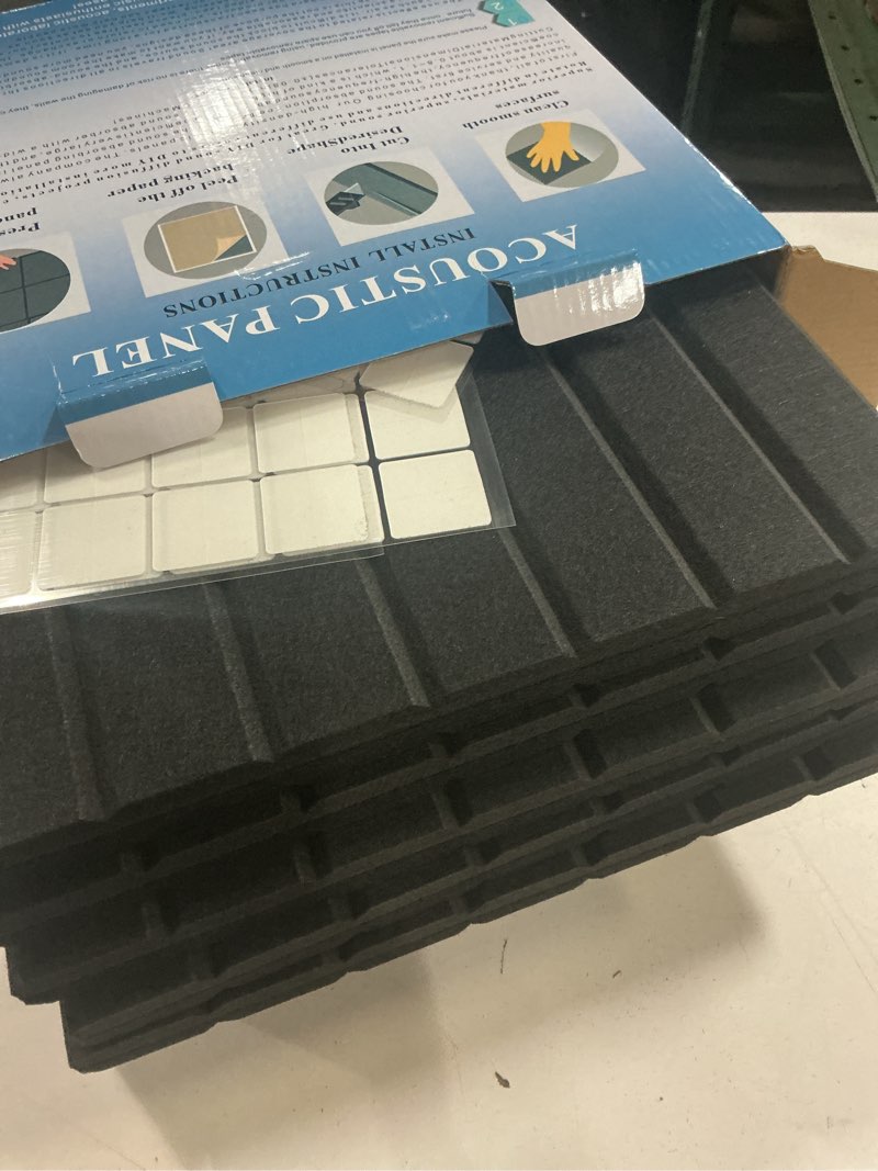 Condition photo showing New/Like New for 16 Pack Large Fold Soundproof Wall Panels,12 x 12 x 0.47 in Sound Proof Foam Panels for Walls, High Density, Thicker 0.47in, Acoustic Panels, Sound Dampening Panels Black 16 Pack charcoal-black